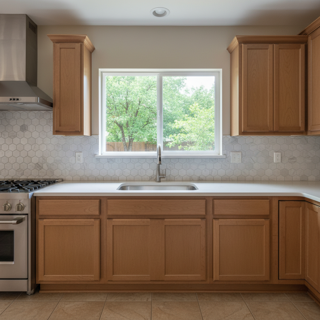 Completed backsplash installation work at a residential property in Bixby, OK