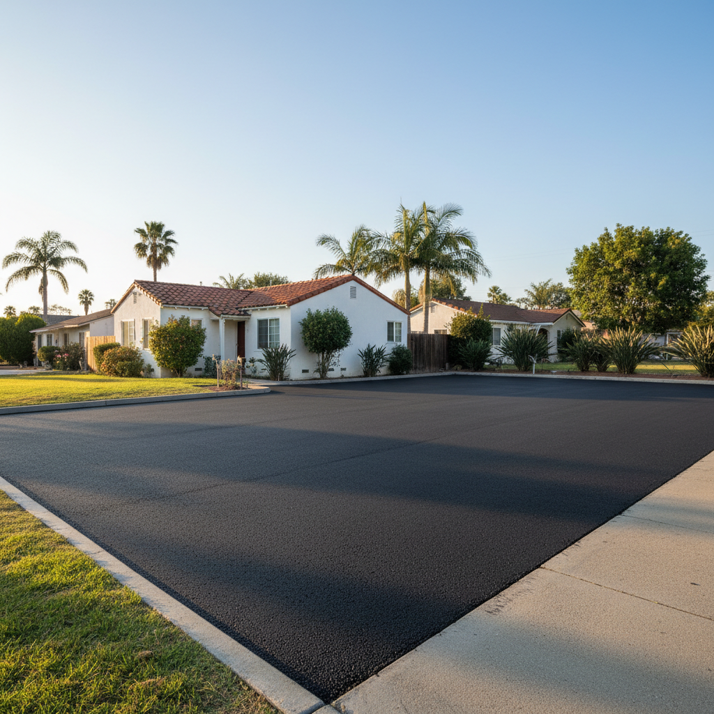 Completed commercial asphalt work at a residential property in Long Beach, CA