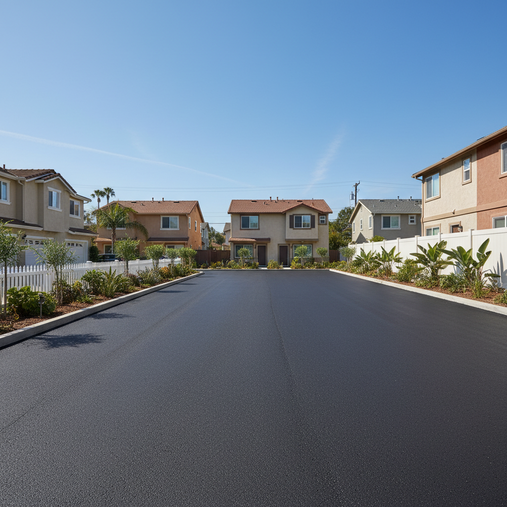 Completed commercial asphalt work at a residential property in Long Beach, CA