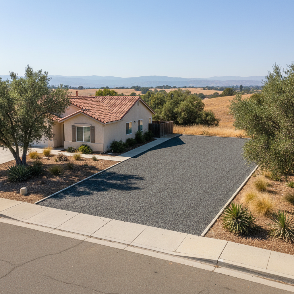 Completed asphalt milling work at a residential property in Tracy, CA