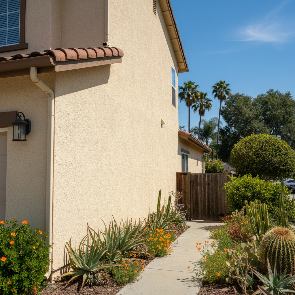 Completed residential stucco work at a residential property in Downey, CA