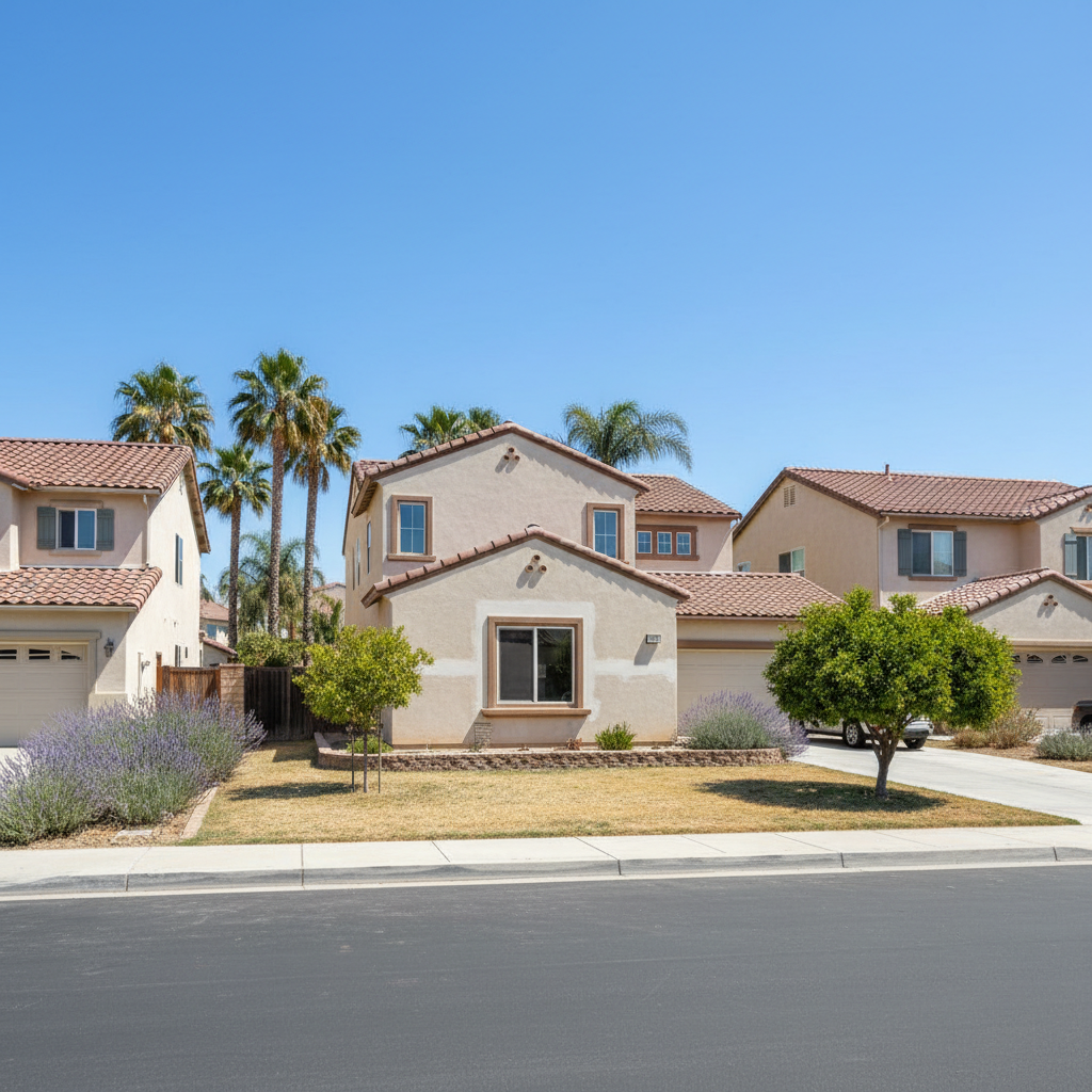 Completed stucco repair work at a residential property in Hemet, CA