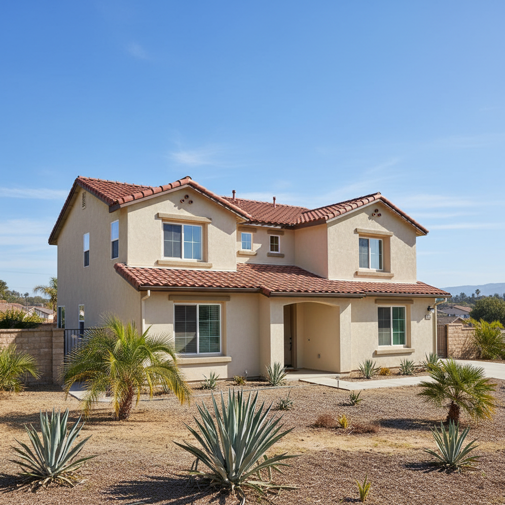 Completed stucco installation work at a residential property in Garden Grove, CA