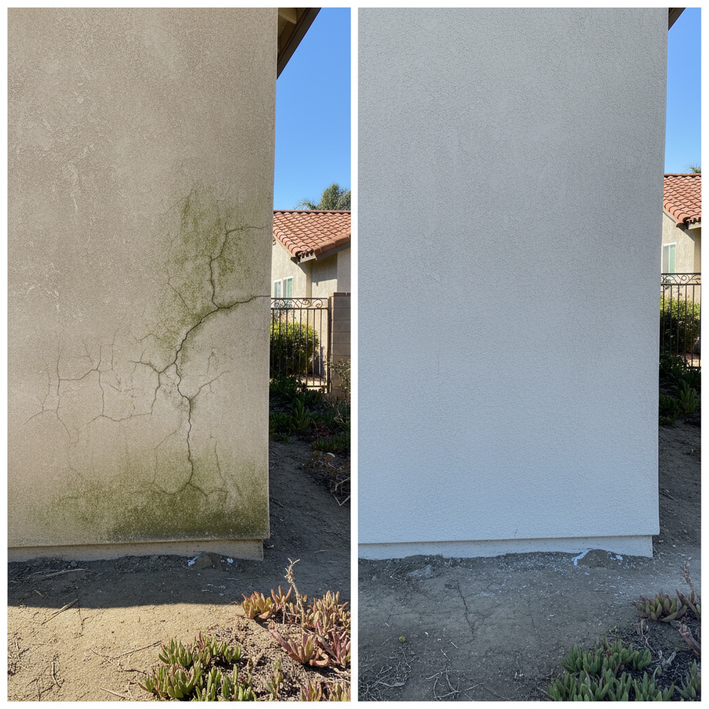 Completed stucco replacement work at a residential property in Hawthorne, CA