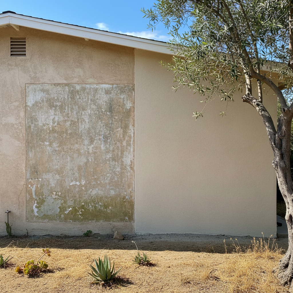 Completed stucco replacement work at a residential property in Hawthorne, CA