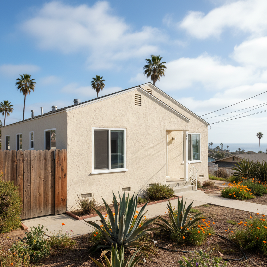 Completed stucco installation work at a residential property in Santa Monica, CA