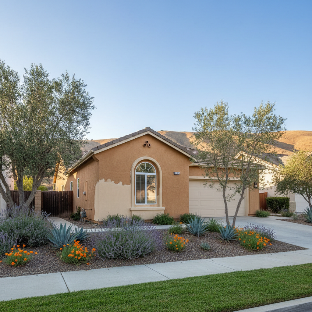 Completed stucco repair work at a residential property in Temecula, CA