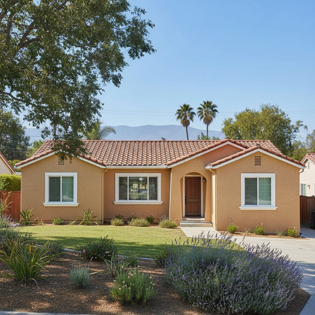 Completed stucco painting work at a residential property in Torrance, CA