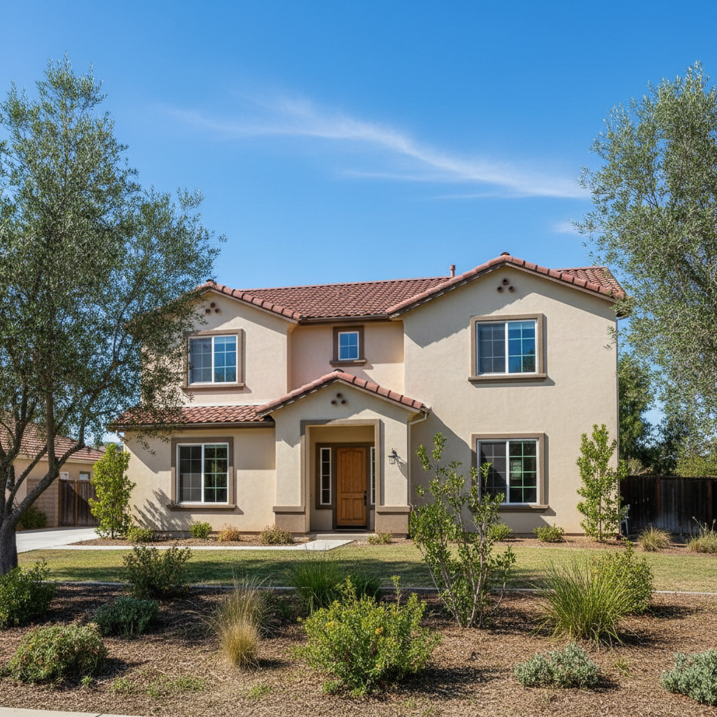 Completed stucco installation work at a residential property in Visalia, CA