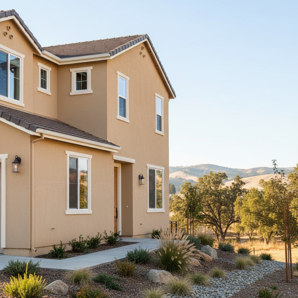 Completed stucco installation work at a residential property in Visalia, CA