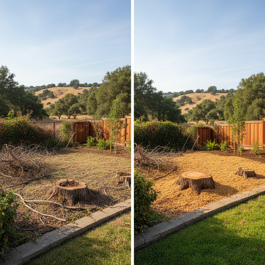 Completed emergency tree removal work at a residential property in Atherton, CA