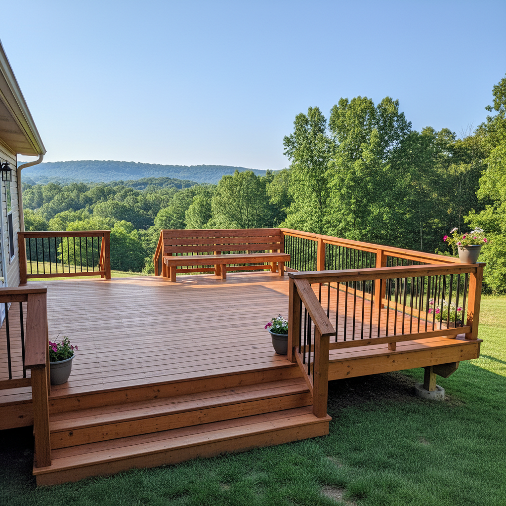 Completed deck construction work at a residential property in Knoxville, TN