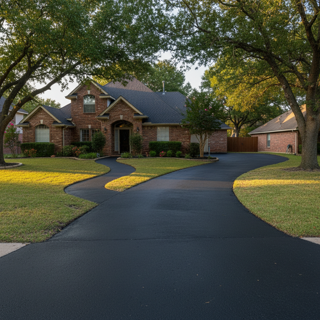 Completed asphalt sealcoating work at a residential property in Irving, TX