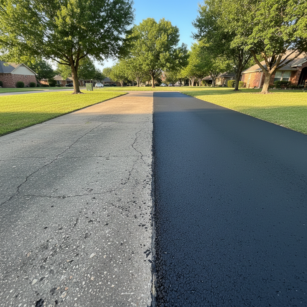 Completed commercial asphalt work at a residential property in Fort Worth, TX