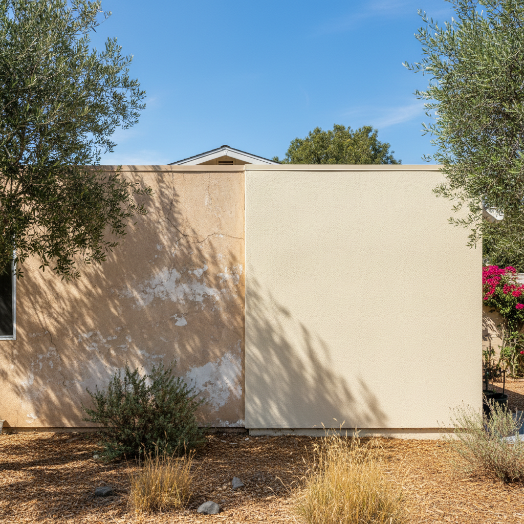 Completed stucco replacement work at a residential property in Claremont, CA