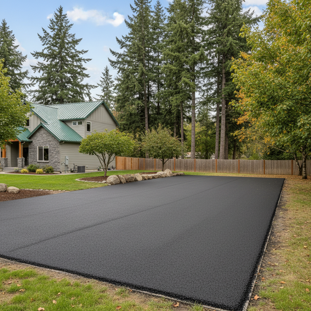 Completed parking lot paving work at a residential property in Eagle Point, OR