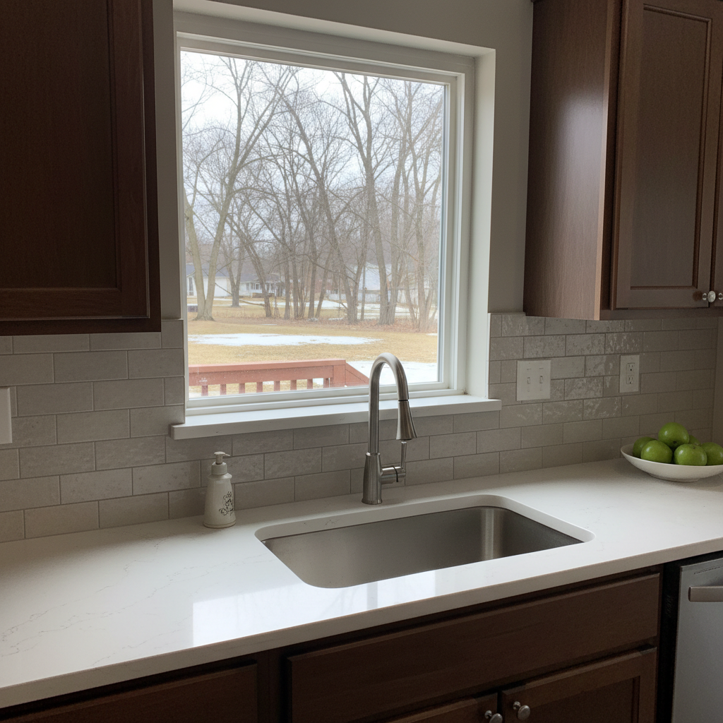 Completed backsplash installation work at a residential property in Freeport, IL