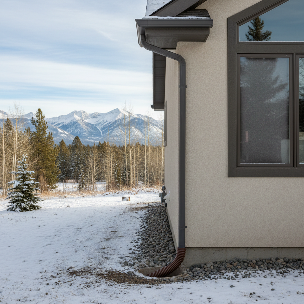 Completed downspout repair work at a residential property in Whitefish, MT