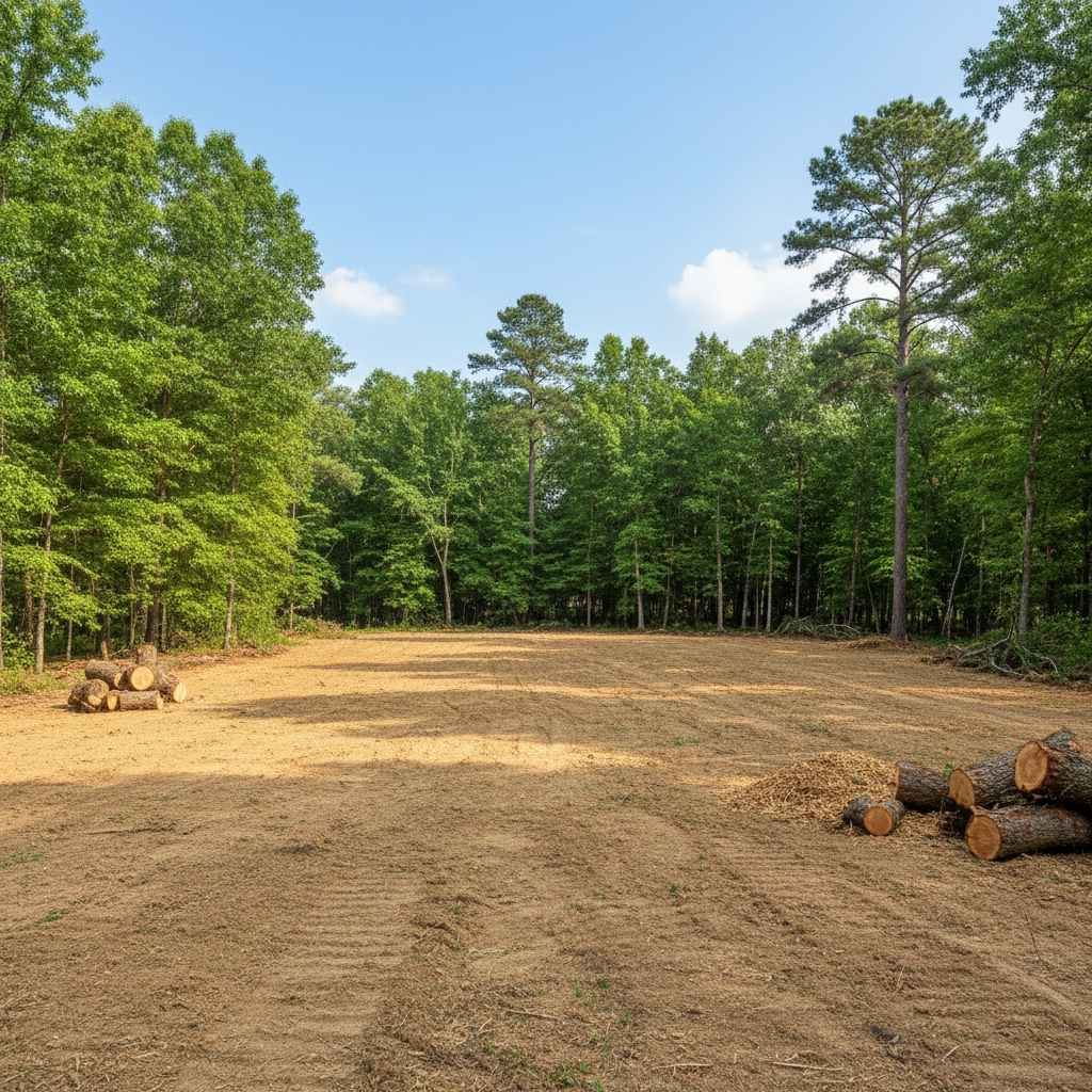 Completed land clearing work at a residential property in Humble, TX