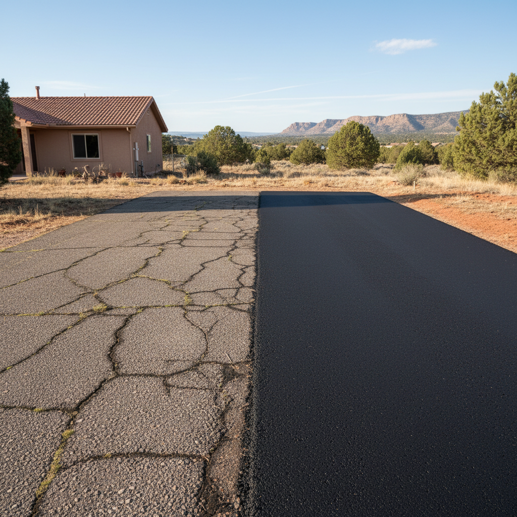 Completed asphalt repair work at a residential property in Canon City, CO