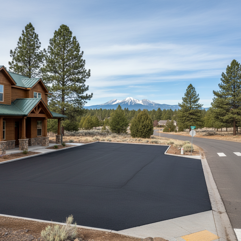 Completed parking lot paving work at a residential property in Sisters, OR