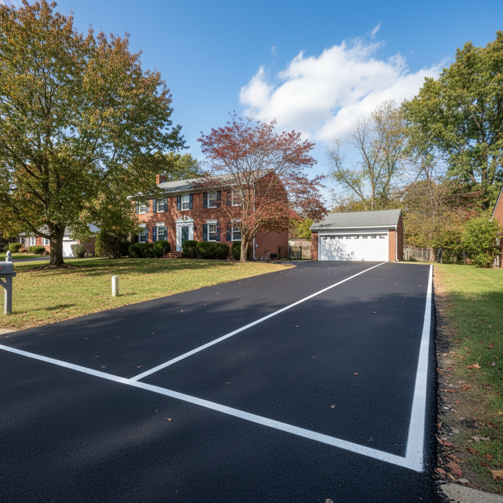 Completed asphalt striping work at a residential property in Philadelphia, PA