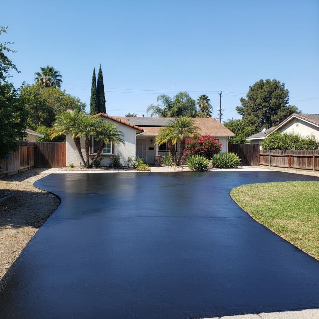 Completed asphalt sealcoating work at a residential property in North Hollywood, CA