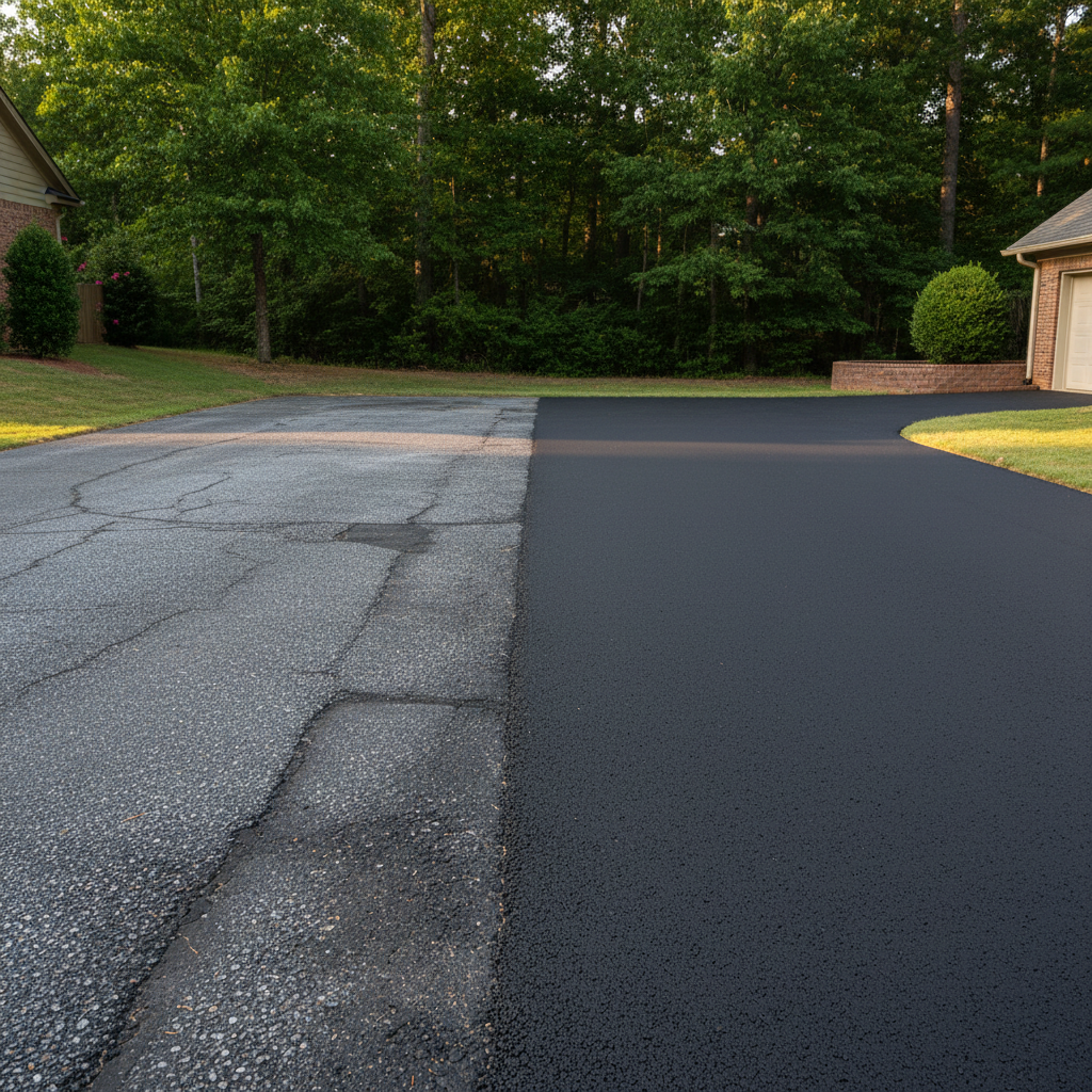 Completed parking lot paving work at a residential property in Atlanta, GA