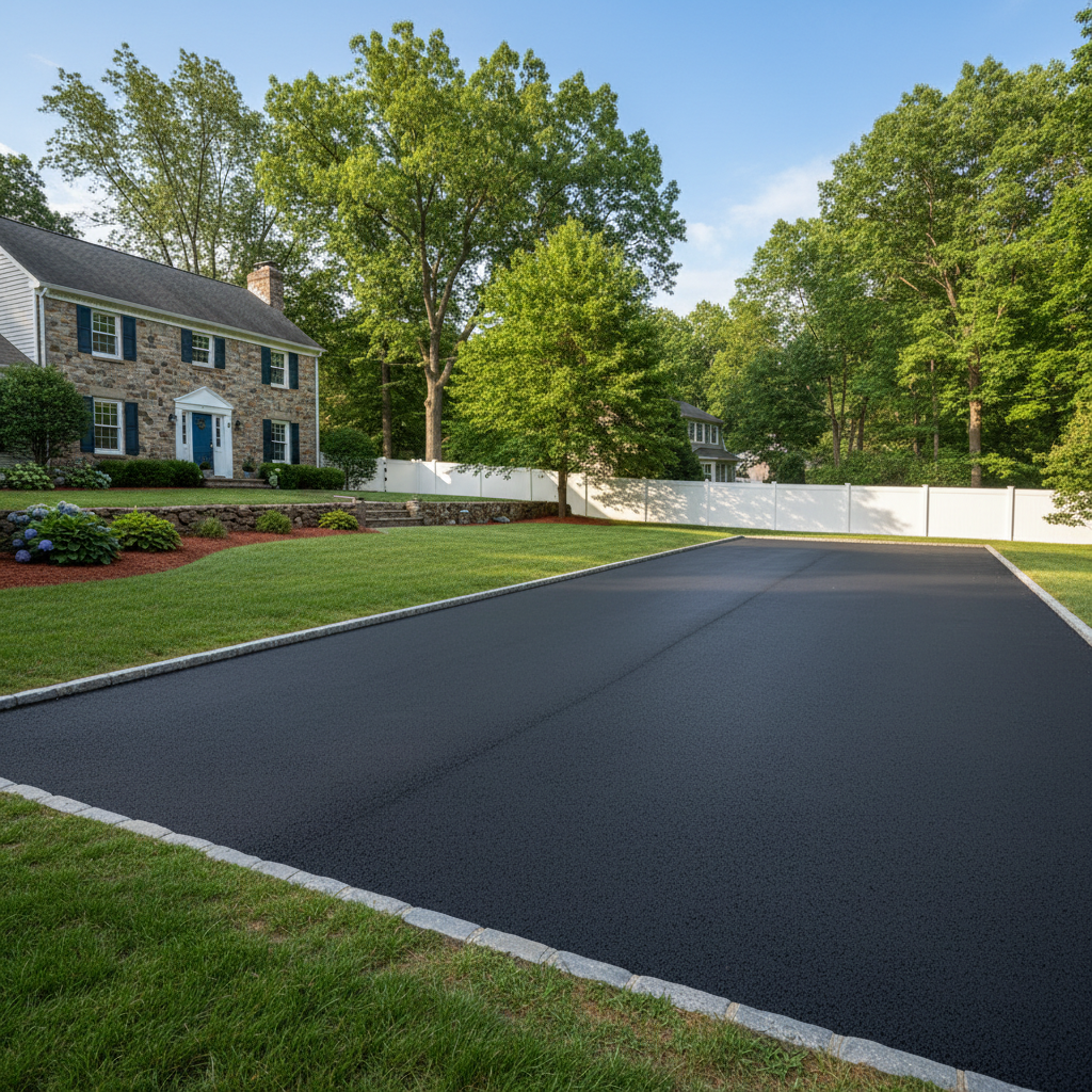 Completed parking lot paving work at a residential property in Philadelphia, PA