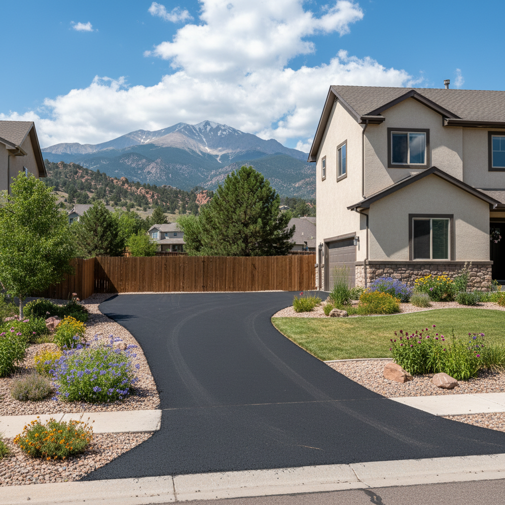 Completed residential asphalt work at a residential property in Colorado Springs, CO