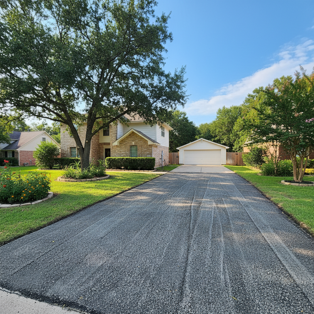 Completed asphalt milling work at a residential property in New Caney, TX
