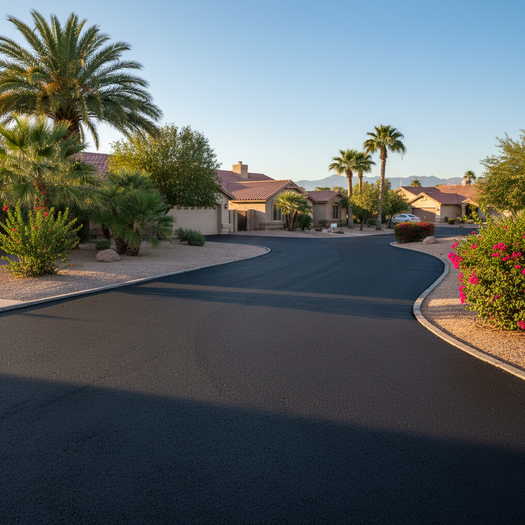 Completed commercial asphalt work at a residential property in Phoenix, AZ