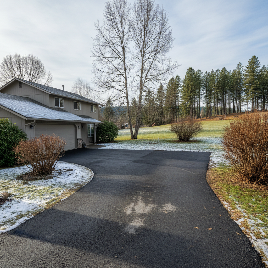 Completed asphalt patching work at a residential property in klamath falls, OR