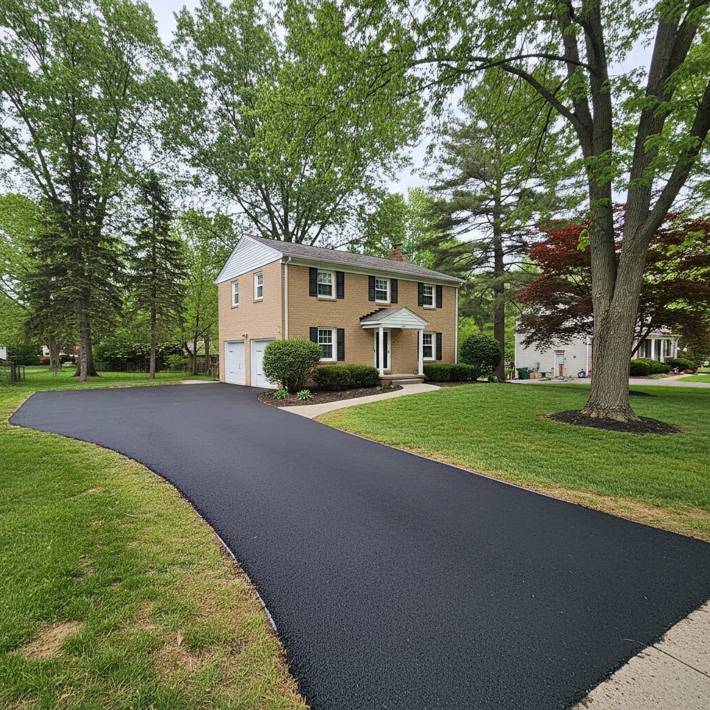 Completed asphalt paving work at a residential property in Harrisburg, PA