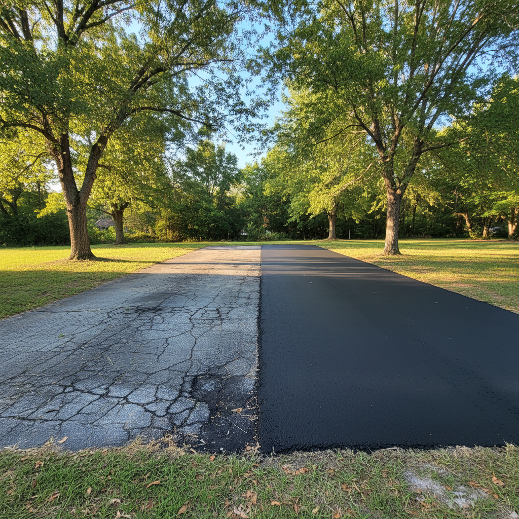Completed asphalt patching work at a residential property in Humble, TX