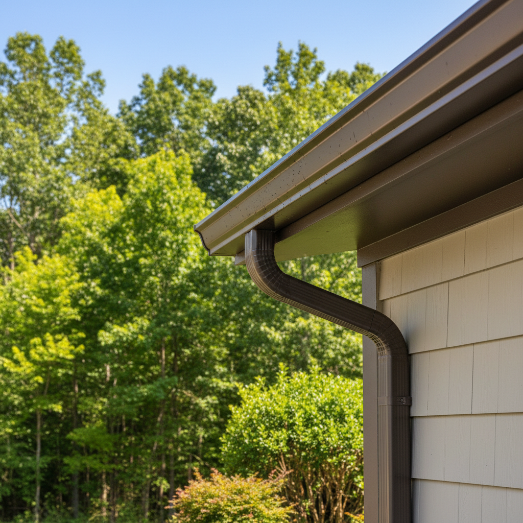 Completed gutter replacement work at a residential property in Louisburg, NC