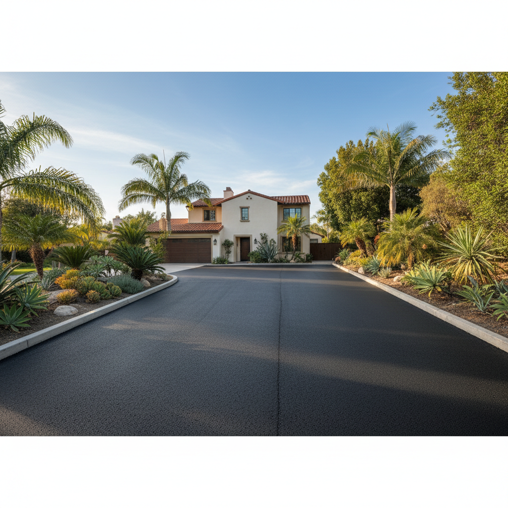Completed driveway paving work at a residential property in Los Angeles, CA