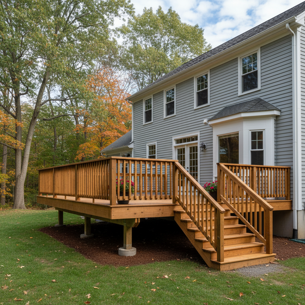 Completed deck repair work at a residential property in North Attleborough, MA