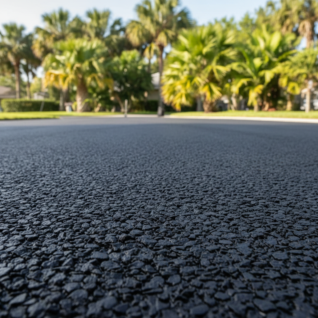Completed asphalt paving work at a residential property in Tampa, FL