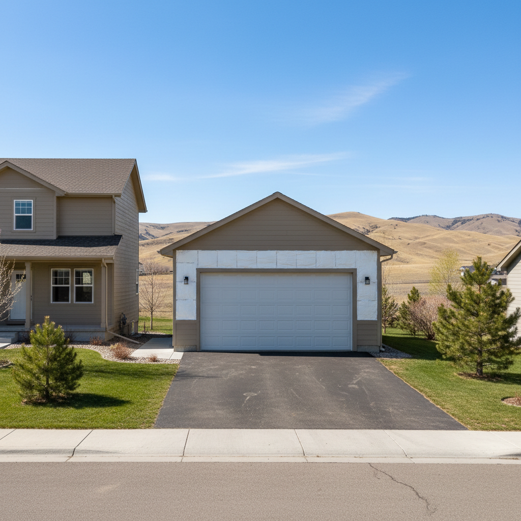 Completed garage insulation work at a residential property in Billings, MT