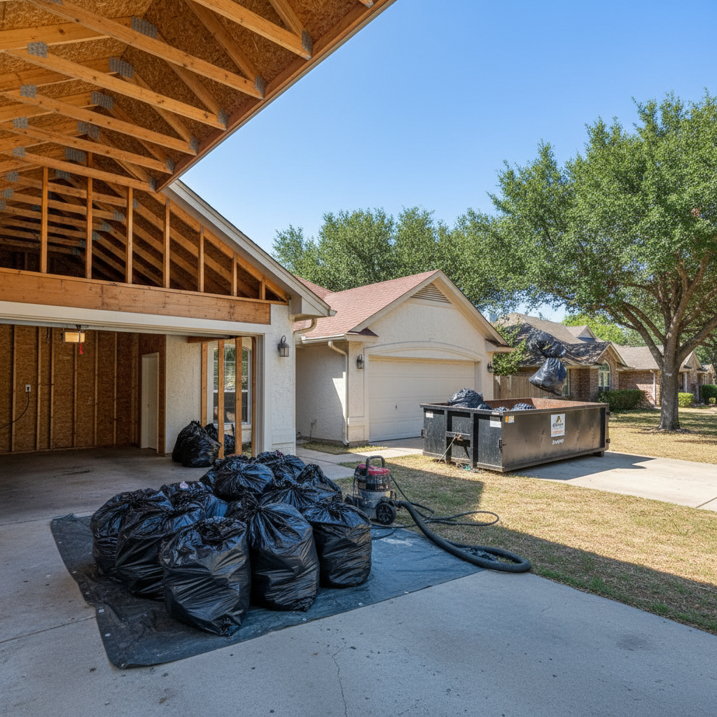 Completed insulation removal work at a residential property in Schertz, TX