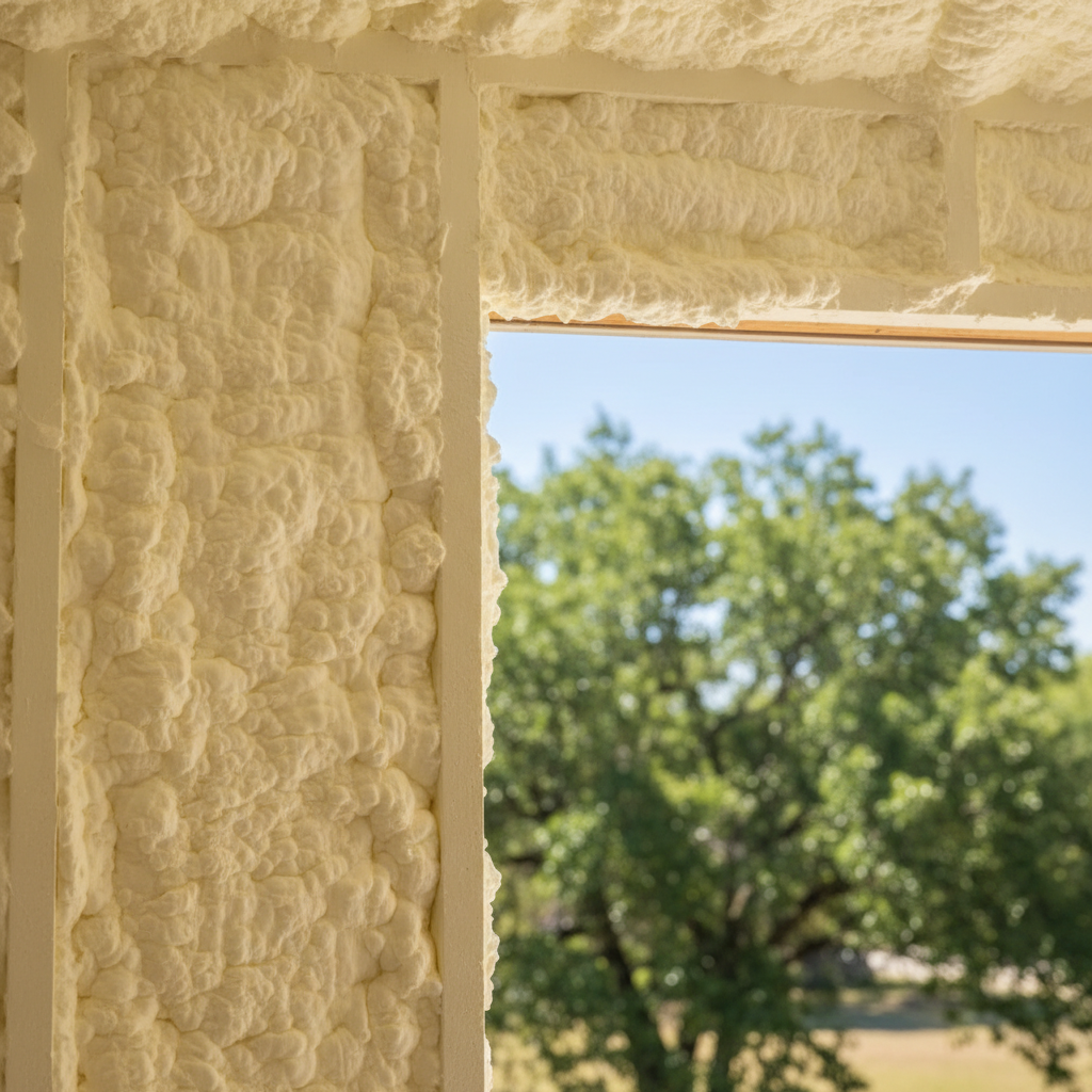 Completed open cell spray foam work at a residential property in Converse, TX