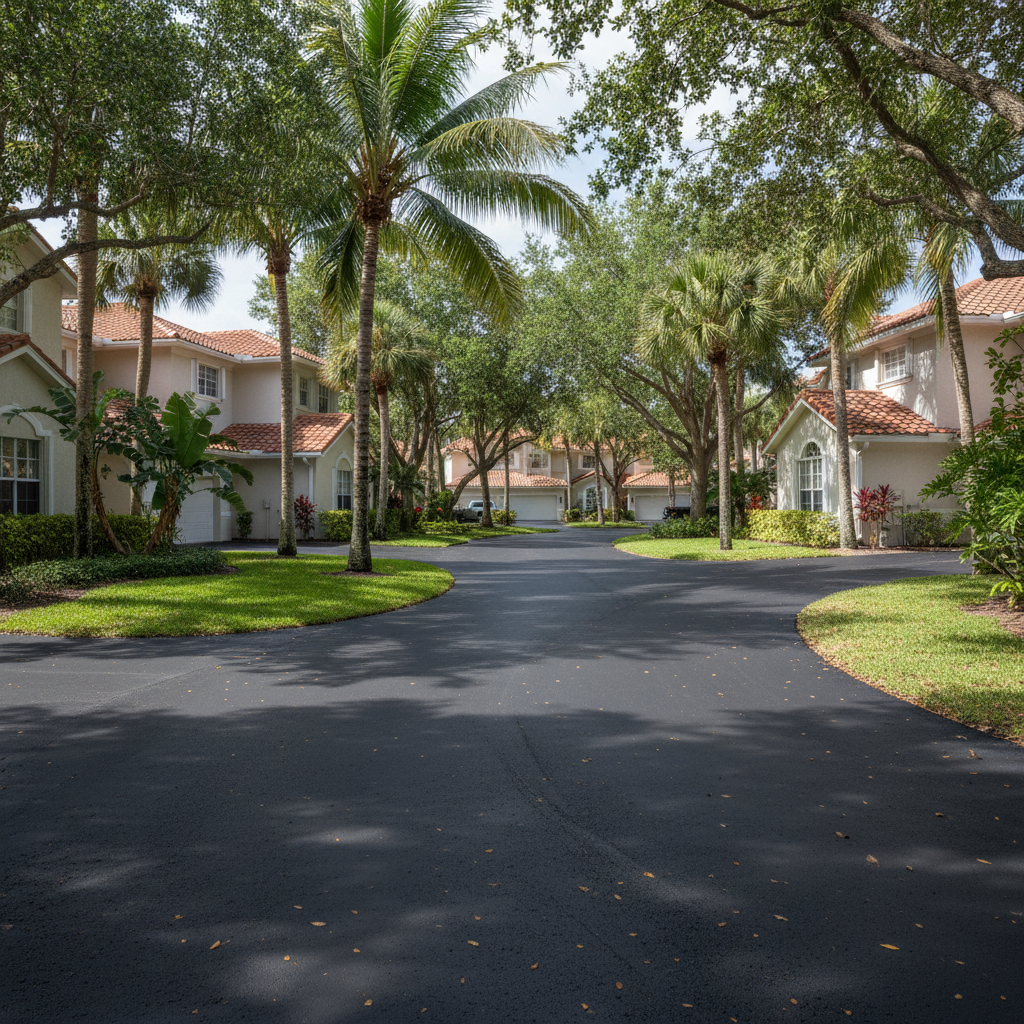 Completed commercial asphalt work at a residential property in Sarasota, FL