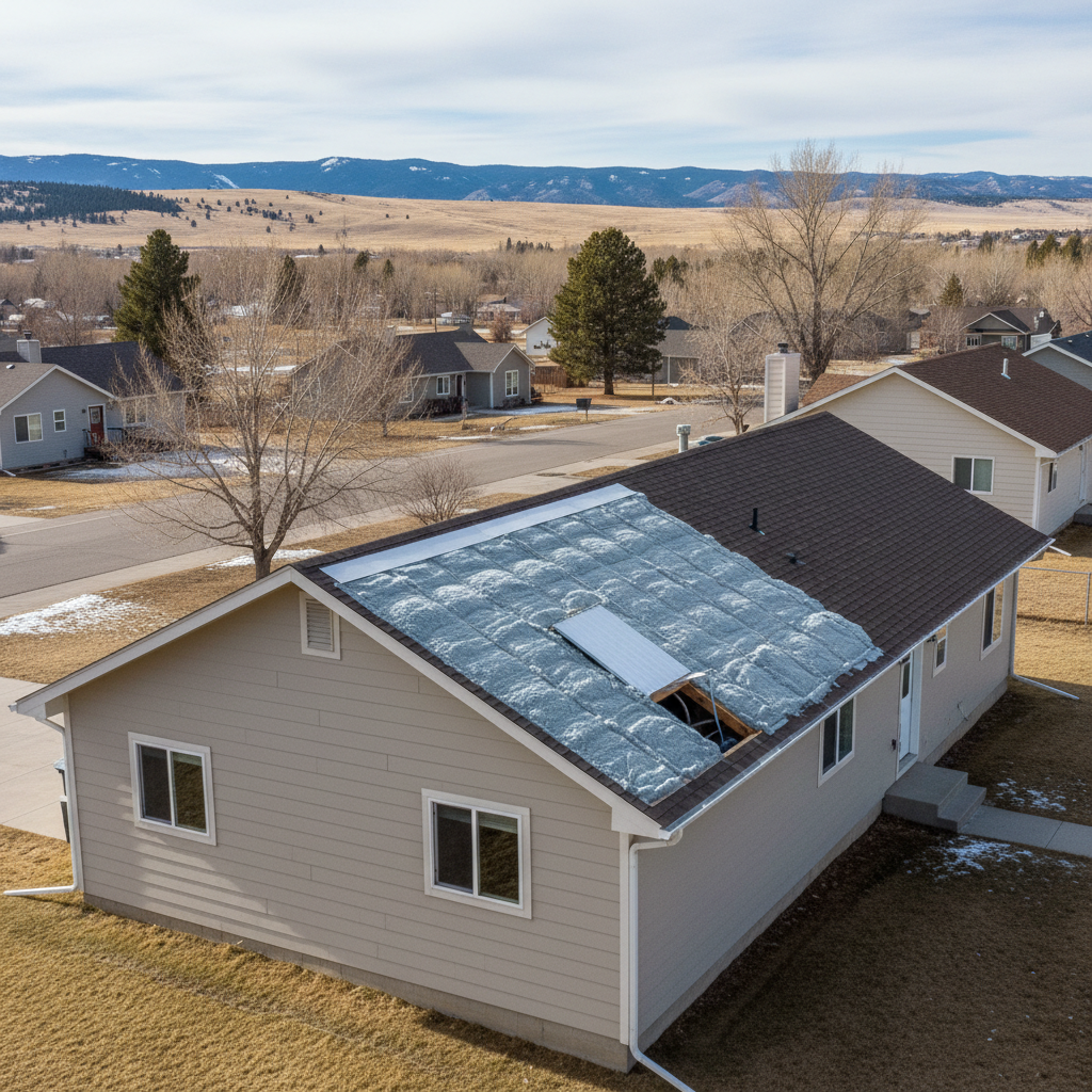 Completed attic insulation work at a residential property in Laurel, MT