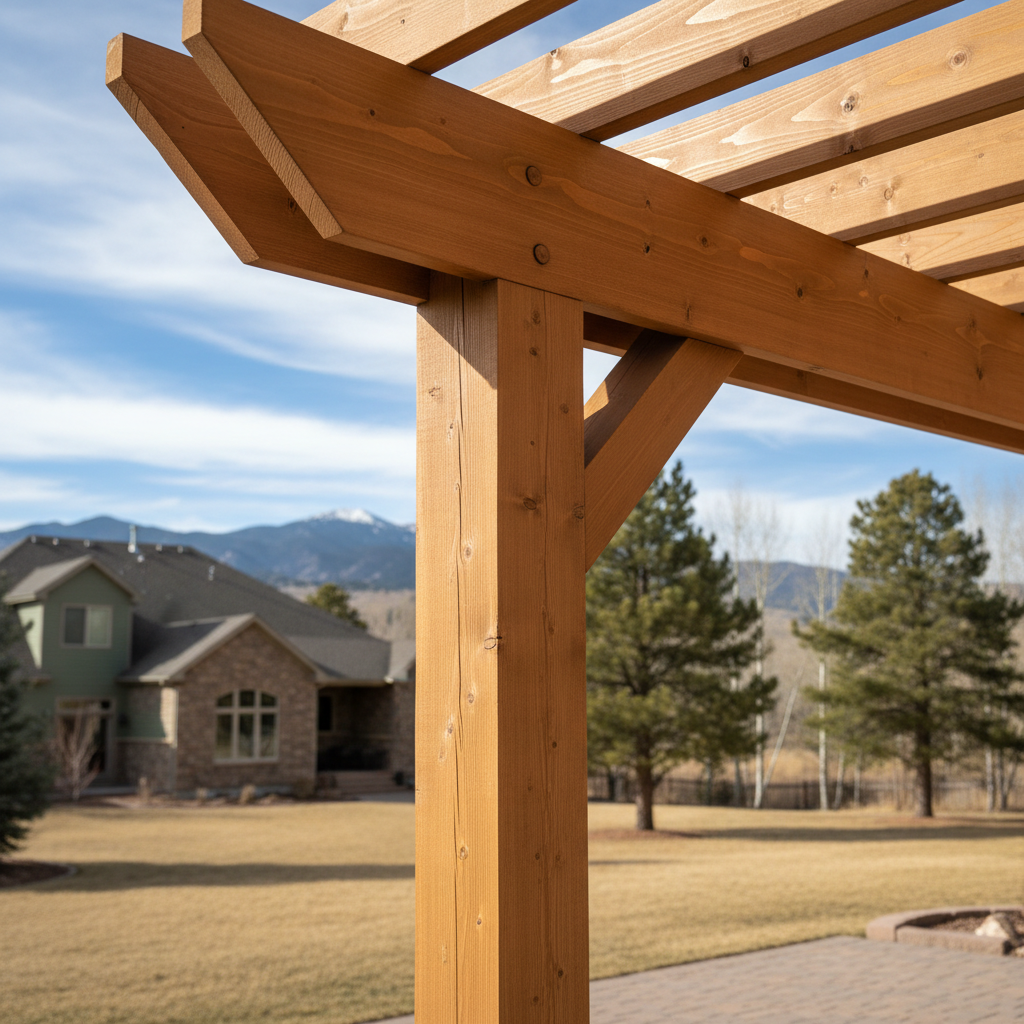 Completed pergola construction work at a residential property in Lakewood, CO