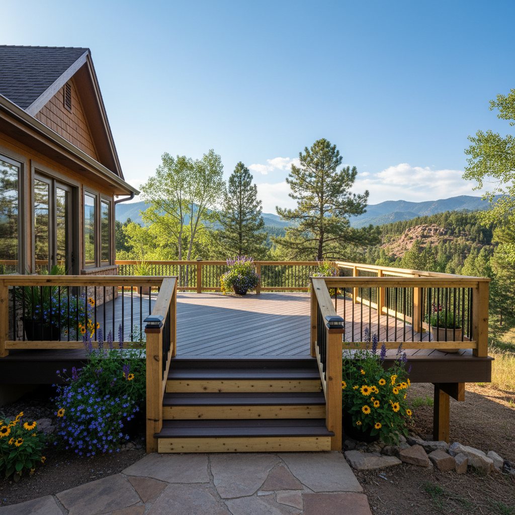 Completed deck construction work at a residential property in Golden, CO