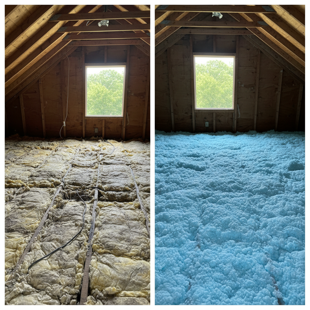 Completed attic insulation work at a residential property in Round Rock, TX