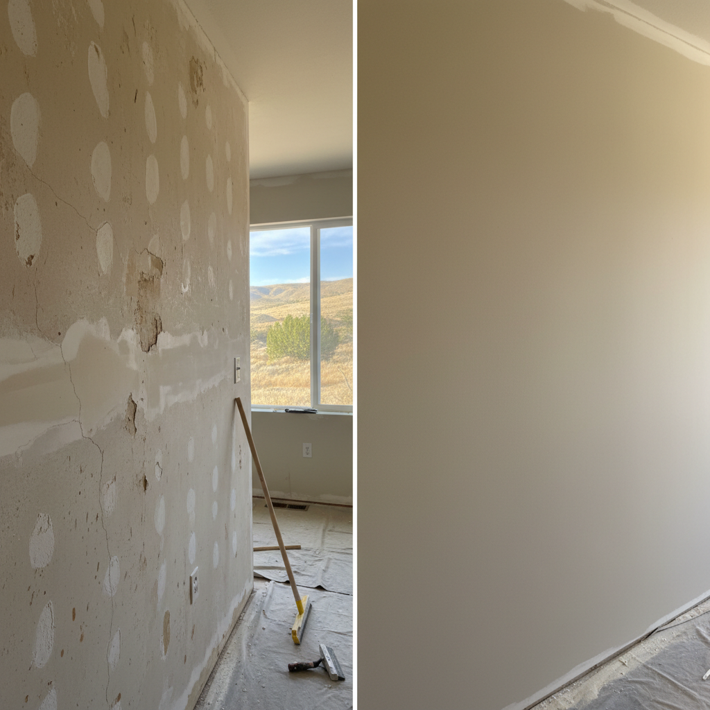 Completed drywall repair work at a residential property in Sandy, UT