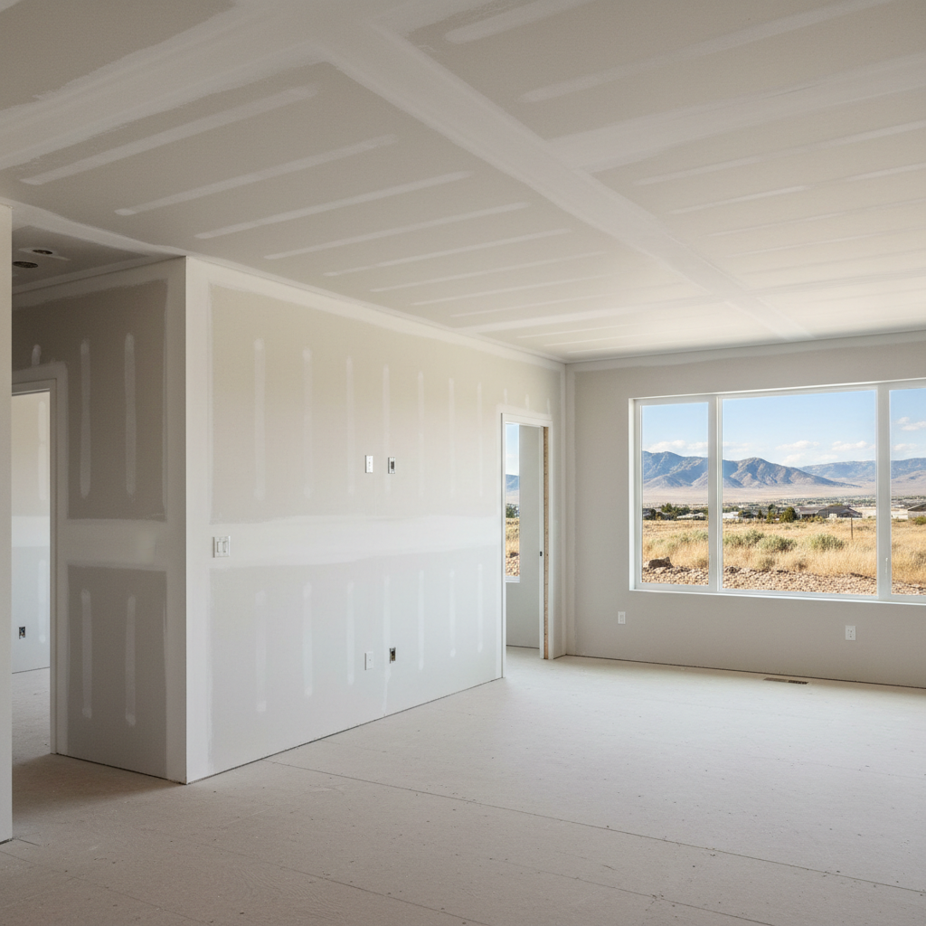 Completed sheetrock installation work at a residential property in Lehi, UT