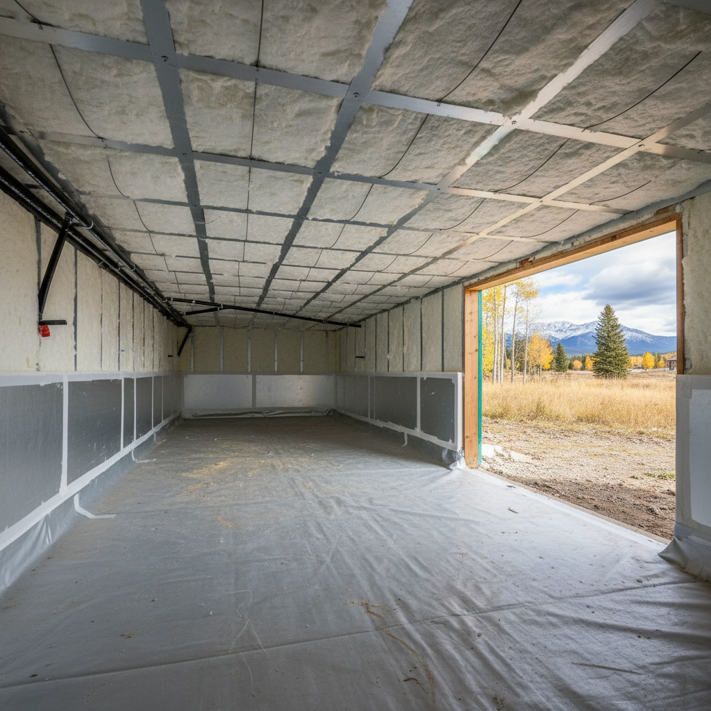 Completed crawl space insulation work at a residential property in Big Sky, MT